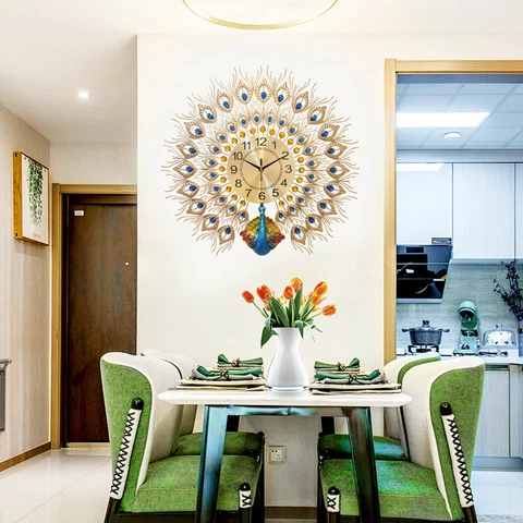 Modern Large Wall Clock Luxury Diamond Metal Big Watch Room Decor SILENT Cover