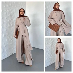 The Vanilla 4 piece abaya set. Wide legged pant set with 3/4 length abaya - Picture 1 of 1