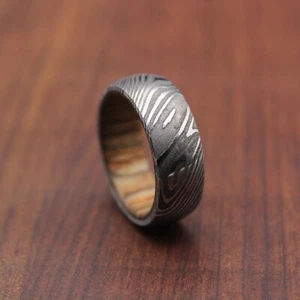 Handmade Damascus Steel Ring for Men , Diamond Cut Finish Wedding Band - Picture 1 of 5