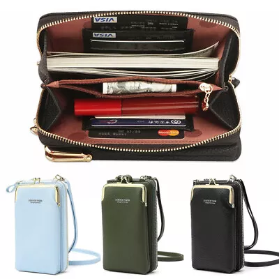 Bolsa tiracolo feminina de couro para celular bolsa carteira bolsa de ombro pequena - Imagem 1 de 4