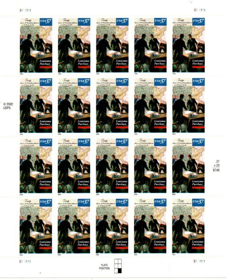 Scott #3782  37 cent Louisiana Purchase Sheet of 20 stamps - Image 1 of 1