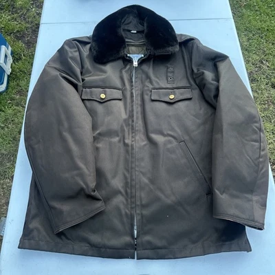 VTG Blauer Tufnyl Weather Resistant Patrol Jacket 40L Brown Faux Fur Collar USA - Image 1 of 4