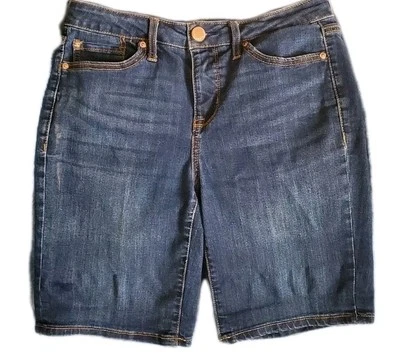 Pantalones Cortos de Jean Seven7 Para Mujer Talla 8 Bermudas Puesta de Sol Lavado Oscuro Tiro Medio Elastizados Denim Foto 1 de 4