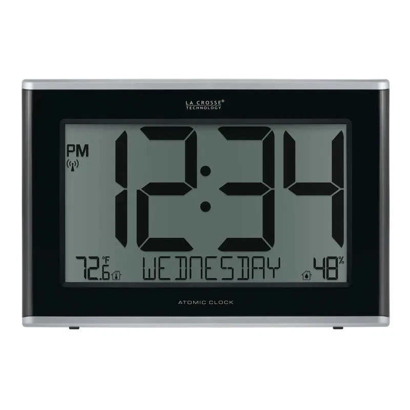 La Crosse Technology Large Atomic Clock with Temp and Silver - Image 1 of 4