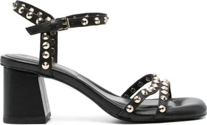 Ash Jodi 70mm sandals 37 Black Leather Studded Block Heel - Picture 1 of 11