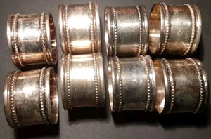 Napkin Rings 8 Set Pre-owned Made In India Silver Tarinshed Tonned Used Dirty - Picture 1 of 19