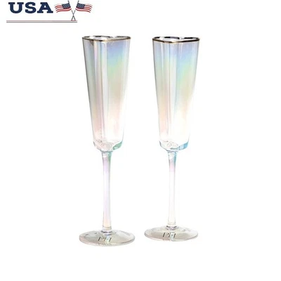 Juego de flautas de champán en forma de corazón copas tostadas iridiscentes celebraciones nuevo Foto 1 de 4