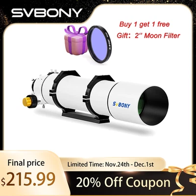SVBONY SV48P 102mm f/6.5 Refractor Telescope 2.5inch RAP Double Speed Focuser - Image 1 of 4