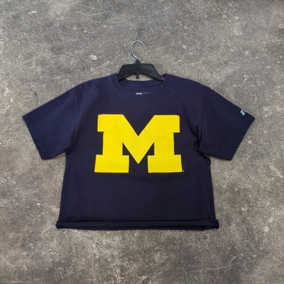 Camisa corta Michigan Wolverines para mujer M azul recortada logotipo universidad Foto 1 de 4