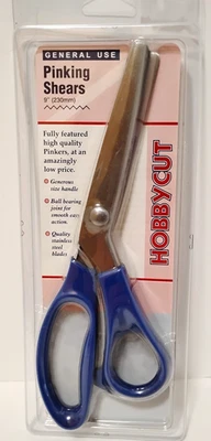 Pinking Shears for Fabric Cutting 9 Inch Stainless Steel Scissors Hobbycut NIP - Image 1 of 3