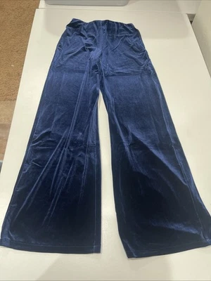 PANTALÓN MANGO TERCIOPELO PIERNA ANCHA Azul Noche M Foto 1 de 3