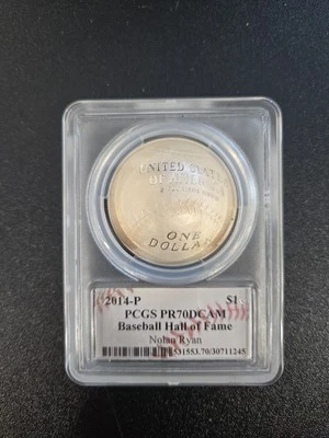 2014-P PCGS PR70DCAM Baseball Nolan Ryan Authentic Autographed Silver Coin - Image 1 of 4