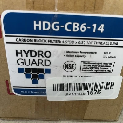 Hydro Guard HDG-CB6-14 CB6 Carbon Block Water Filter Replacement Cartridge - Image 1 of 2