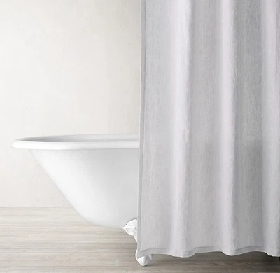 $200 HERRAJES DE RESTAURACIÓN Blanco Vintage-Lavado Belga Lino Cortina de Ducha Foto 1 de 3