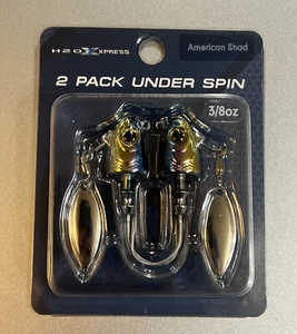 2 Pack! H2O Xpress Under Spin - 3/8oz - American Shad Premium Hooks 3D Eyes - Picture 1 of 3