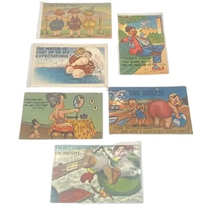 Comic Vintage Postkarte hübsche dicke Frau frech gewagt Sammlerstücke Menge 6 - Bild 1 von 12