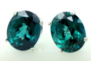 925 Sterling Silver Post Earrings, Paraiba Topaz, SE102 - Picture 1 of 4