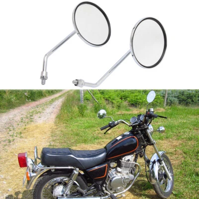 2pc Motorcycle Retro Chrome Round Rear View Mirror For Suzuki GN125 GN250 GN400T Foto 1 de 4