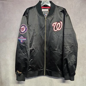 NWT Mitchell & Ness Washington Nationals World Series Satin Bomber Jacket L $150 - Picture 1 of 10