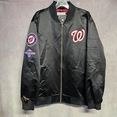 Chaqueta de bombardero satinada Mitchell & Ness de los Nacionales de Washington serie mundial L $150 nueva con etiquetas Foto 1 de 4