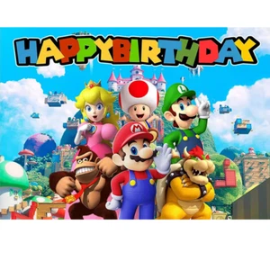 Mario und Luigi 3 x 5 Fuß Happy Birthday Hintergrund Foto Banner Dekoration - Bild 1 von 3