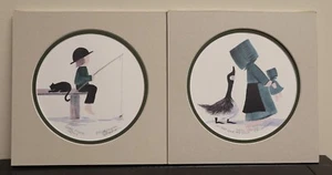 TWO Signed 1989 Diane Graebner Prints 7½" Gone Fishin' & You Can't Have My Dolly - Picture 1 of 6