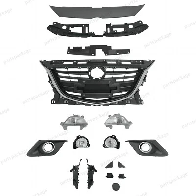 For Mazda 3 2014-2016 21PC Chrome Grille with Daytime Running & Fog Light Bezel - Изображение 1 из 4