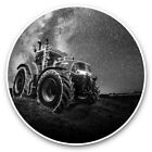 2 x Vinyl Stickers 10cm (bw) - Red Farm Tractor Milky Way Stars  #43955