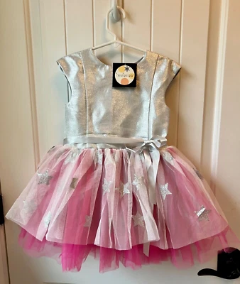 Vestido feminino Halabaloo (boutique) prata estrela fúcsia novo em folha tamanho 4 - Imagem 1 de 4