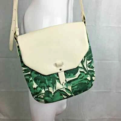 Bolso Bandolera Lucky Brand Mujer Verde Blanco Tela Tropical Cuero Floral Foto 1 de 4