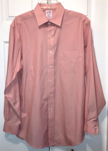 Brooks Brothers Madison Mens Pink Hairline Striped No Iron Shirt 15.5-34 Lk Nw - Picture 1 of 5