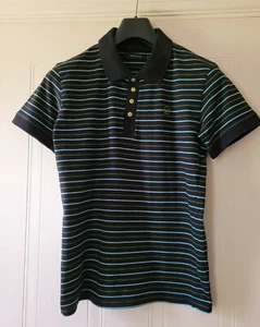 JUNK DE LUXE Black Striped Mens Polo Shirt Size M Slim Fit VGC - Picture 1 of 8