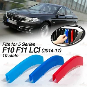 10 barras rejilla renal color M cubierta clip de ajuste para BMW Serie 5 F10 F11 14-2017 - Imagen 1 de 8