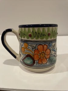 Taza de café de cerámica mexicana Talavera taza de té flores pintadas a mano La Hacienda - Imagen 1 de 10