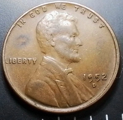 (Nov25) 1952 D Error Die Chip On The Date (9) Filled 9 - Image 1 of 3