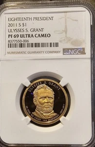2011-S $1 Ulysses S. Grant Proof Dollar – NGC PF69 Ultra Cameo President Dollar - Picture 1 of 2