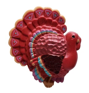 Hallmark PIN Thanksgiving Vintage #MAUVE TURKEY 1987 Brooch TRIANGLES - Picture 1 of 2