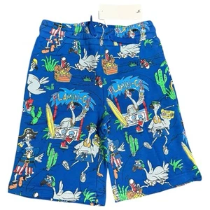 Stella McCartney Blue Flamingo Land Cotton Jersey Knit Shorts Boys Sz 6 YRS NEW - Picture 1 of 6