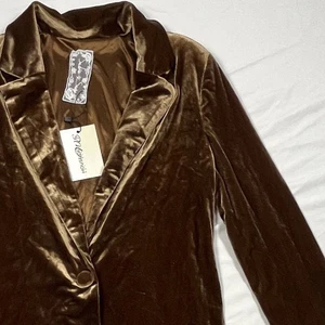 Sadie and Sage Velvet Blazer Womens XS Bronze Business Casual Stretch Jacket NWT - Picture 1 of 6