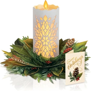 Light up Pop up Card, Light up Holiday Candle with Lights, 3D Popup Christmas Ca - Picture 1 of 8