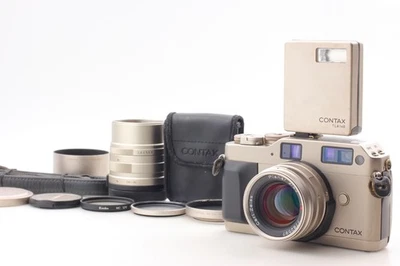 2 lentes + flash [opcional como nuevo] etiqueta verde Contax G1 35 mm cámara fotográfica 45 mm 90 mm JAPÓN Foto 1 de 4