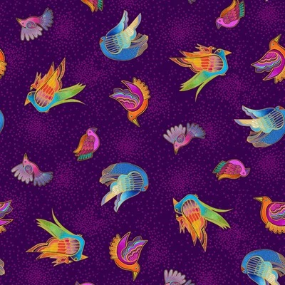 Tela Feline Drive FANTASTICATS Pájaros Purple Burch - Cuarto Graso (18"x22") FQ Foto 1 de 4