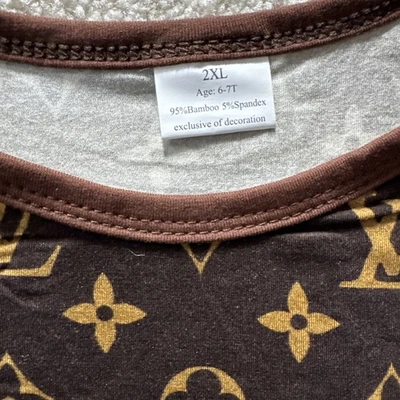 Pijama de bambú marrón manga larga pantalones niñas niños 6-7 T nuevo Foto 1 de 4