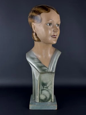 Antico Espositore Per Cappelli Da Donna Statua 59cm Epoca XX Sec. Como - Immagine 1 di 4