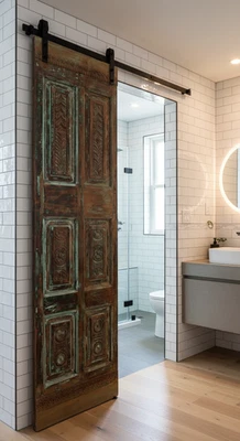 Painel de porta esculpida artesãos vintage porta esculpida tons verdes porta celeiro 80x23 - Imagem 1 de 4