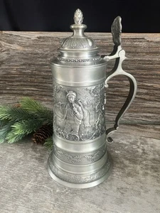 Zinn 95 % Pewter German lidded SKS Stein in excellent condition. 10” Tall - Picture 1 of 11