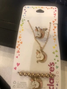Claire's Club Einhorn Modeschmuck Set - Ring, Armband und Halskette - Neu mit Etikett - Bild 1 von 7