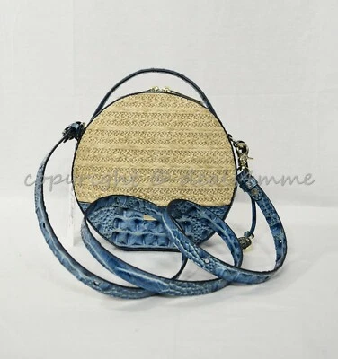 NWT Brahmin Lane Shoulder/Crossbody Bag in Lagoon Mantle. Leather and Raffia - Image 1 of 4