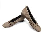 Mephisto Francia Nubuck Leather Perforated Flats Slip-On Cut-Out Taupe Size 9.5