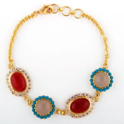 Pulsera de cadena para fiesta enchapada en oro con múltiples piedras preciosas regalo para novia Foto 1 de 4